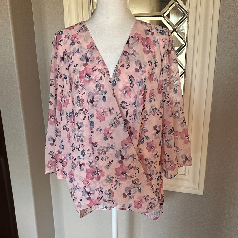 Floral Pink Wrap Top